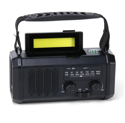 Nødradio – 10 000 mAh innebygd powerbank, lommelykt og veivgenerator