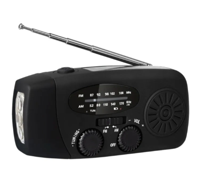 Nødradio – 2000 mAh powerbank, lommelykt og solcellelading