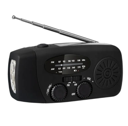 Nødradio – 2000 mAh powerbank, lommelykt og solcellelading