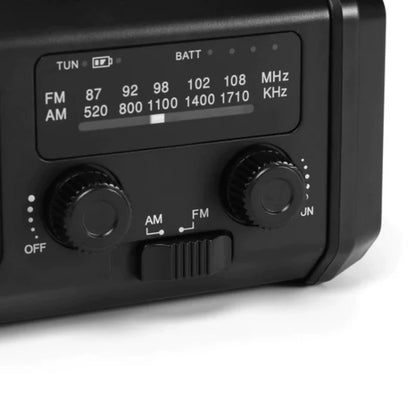 Nødradio – 10 000 mAh innebygd powerbank, lommelykt og veivgenerator