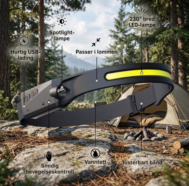 LED hodelykt 230° – med sensorstyring