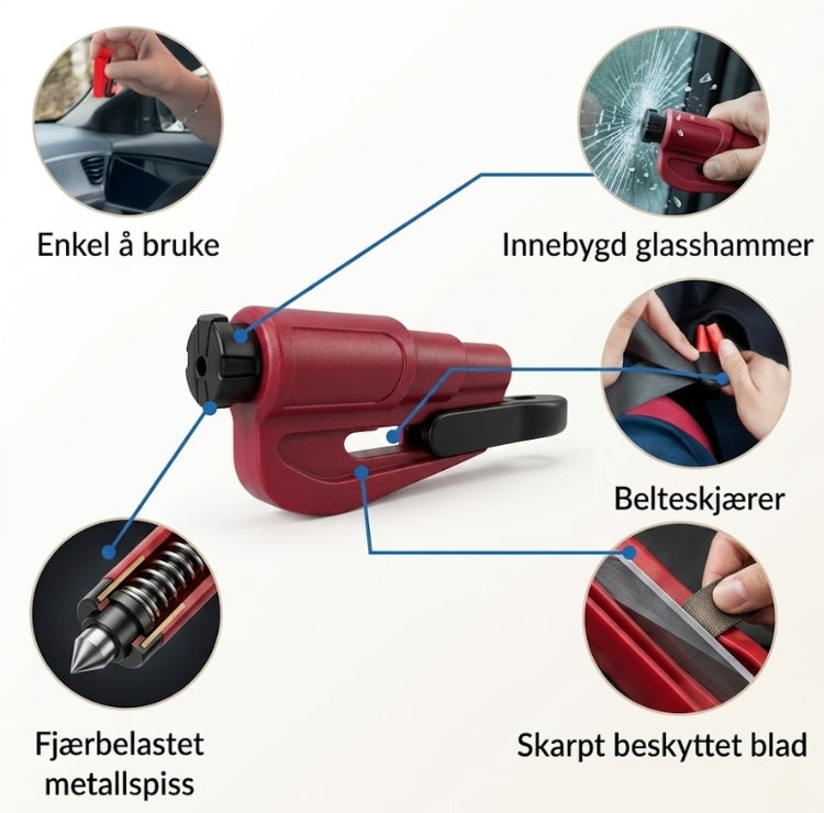 Mini nødhammer til bil